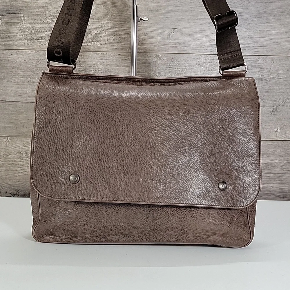 Longchamp Brown Leather Messenger Crossbody Bag